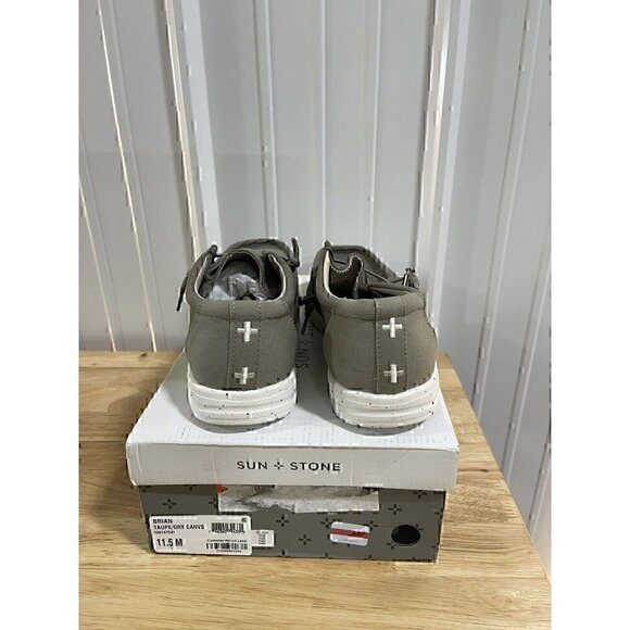 Sun + Stone Brian Casual Slip On Shoes Mens Taupe Grey Canvas Comfort NWB 11.5 - Picture 2 of 7